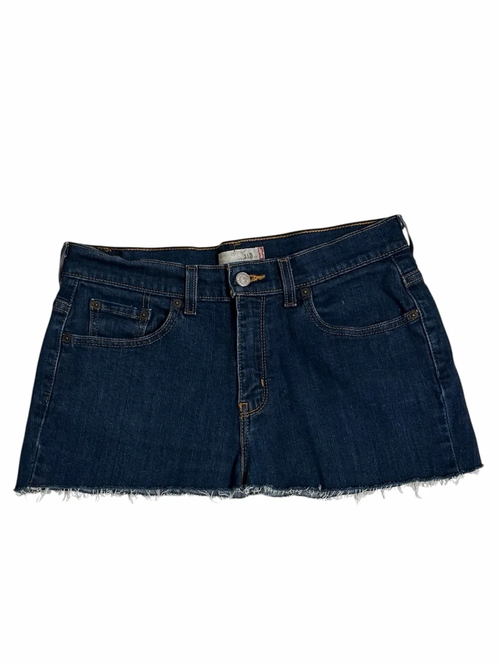 LEVI’S Dark Wash Recycyled Micro Mini Skirt Frayed Hem Size 8